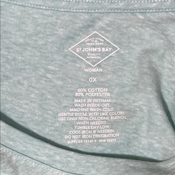 NWT Hummingbird Tee Shirt by St. John’s Bay Size 0x Mint Green - Picture 5 of 5